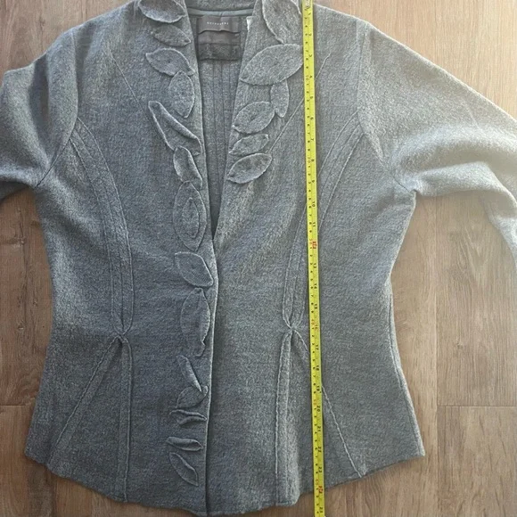 Vintage Anthropologie Wool Leaf-Trim Knit Cardigan - Picture 7 of 11